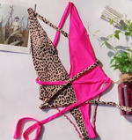 Swimsuit Animal Print De Amarre en Cruz Lazo Largo