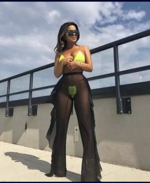 Pants de Playa Transparente en Mesh Engomado