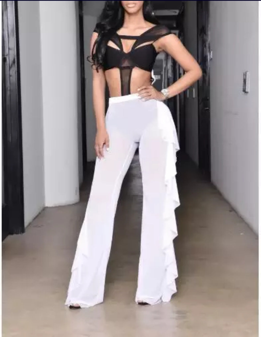 Pants de Playa Transparente en Mesh Engomado