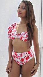 Bikini 2021 Estampado Con Vuelos de un Hombro