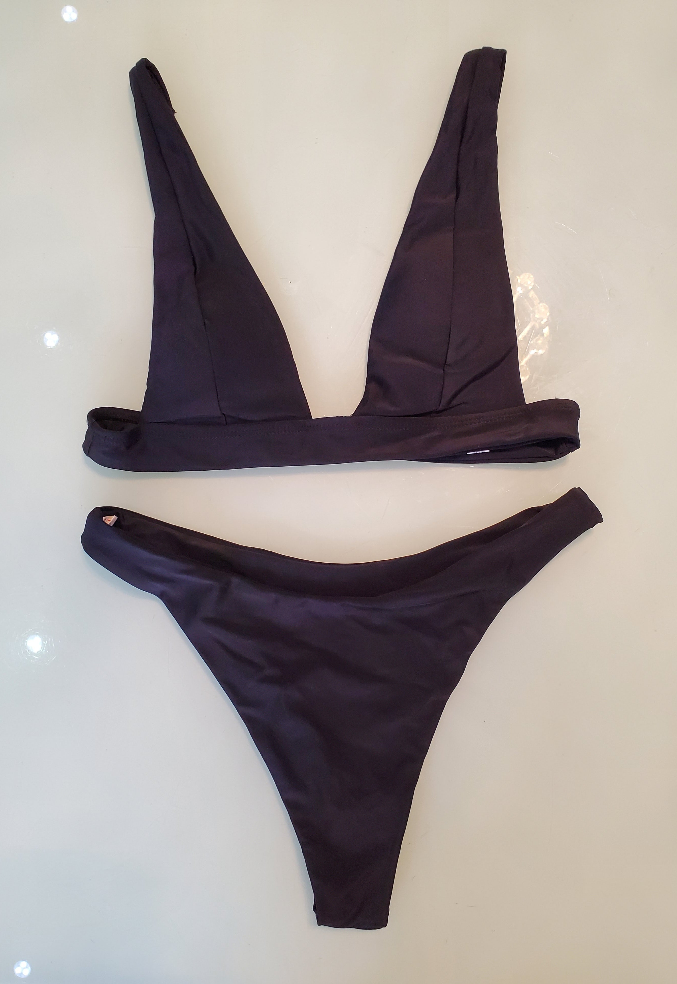 2021 Bikini Sexy Escote Pequeño Color Liso