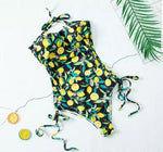 Swimsuit Negro Estampado de Limones