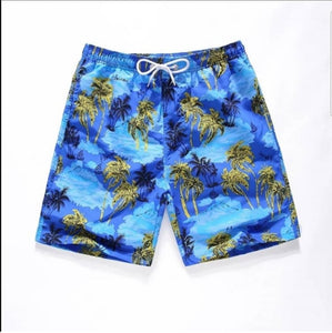 Baggie Estampado Azul con Palmeras Amarillas