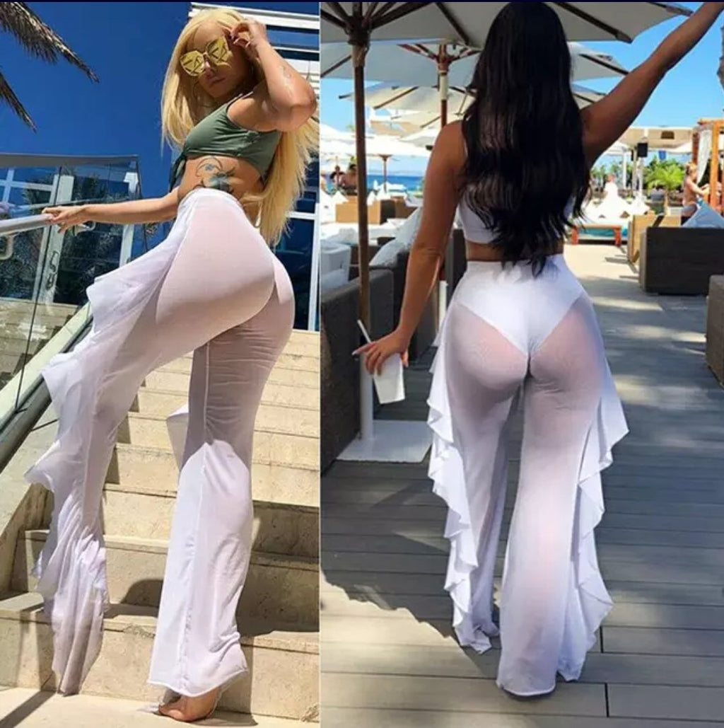 Pants de Playa Transparente en Mesh Engomado