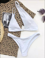 2021 Bikini Sexy Un Hombro Escote Doble Color Liso