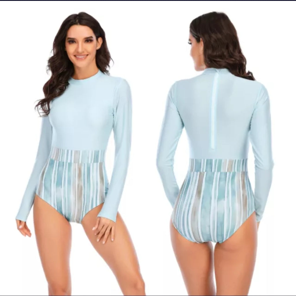 2023 Swimsuit Mangas Largas Azul Cielo
