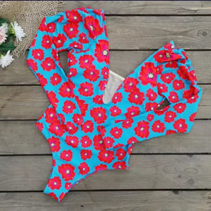 Swimsuit 2021 Mangas Largas Estampado Con Flores
