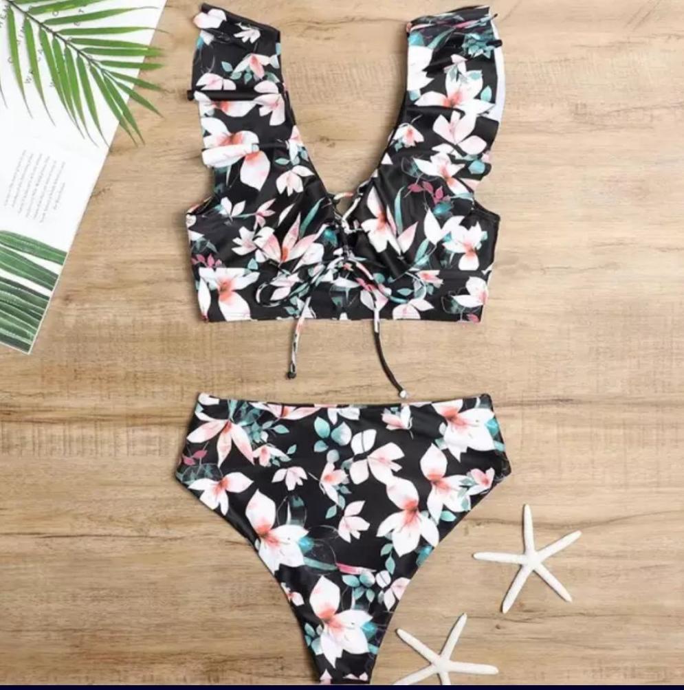 Bikini 2023 Estampado Negro Flora