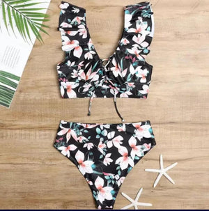 Bikini 2023 Estampado Negro Flora