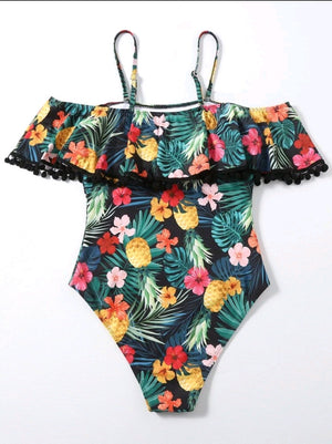 Swimsuit Estampado Floral Vuelos Agua Lluvia