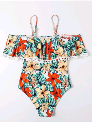 Swimsuit Estampado Floral Vuelos Agua Lluvia