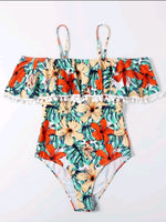 Swimsuit Estampado Floral Vuelos Agua Lluvia