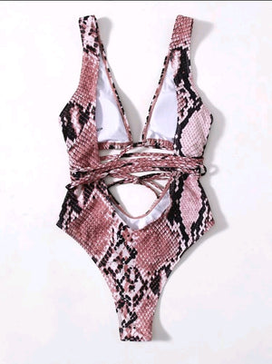 Swimsuit Estampado Culebra Rosa Sexy