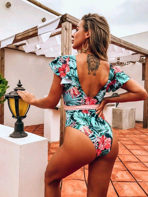 Swimsuit Estampado con Lazo en la Cintura