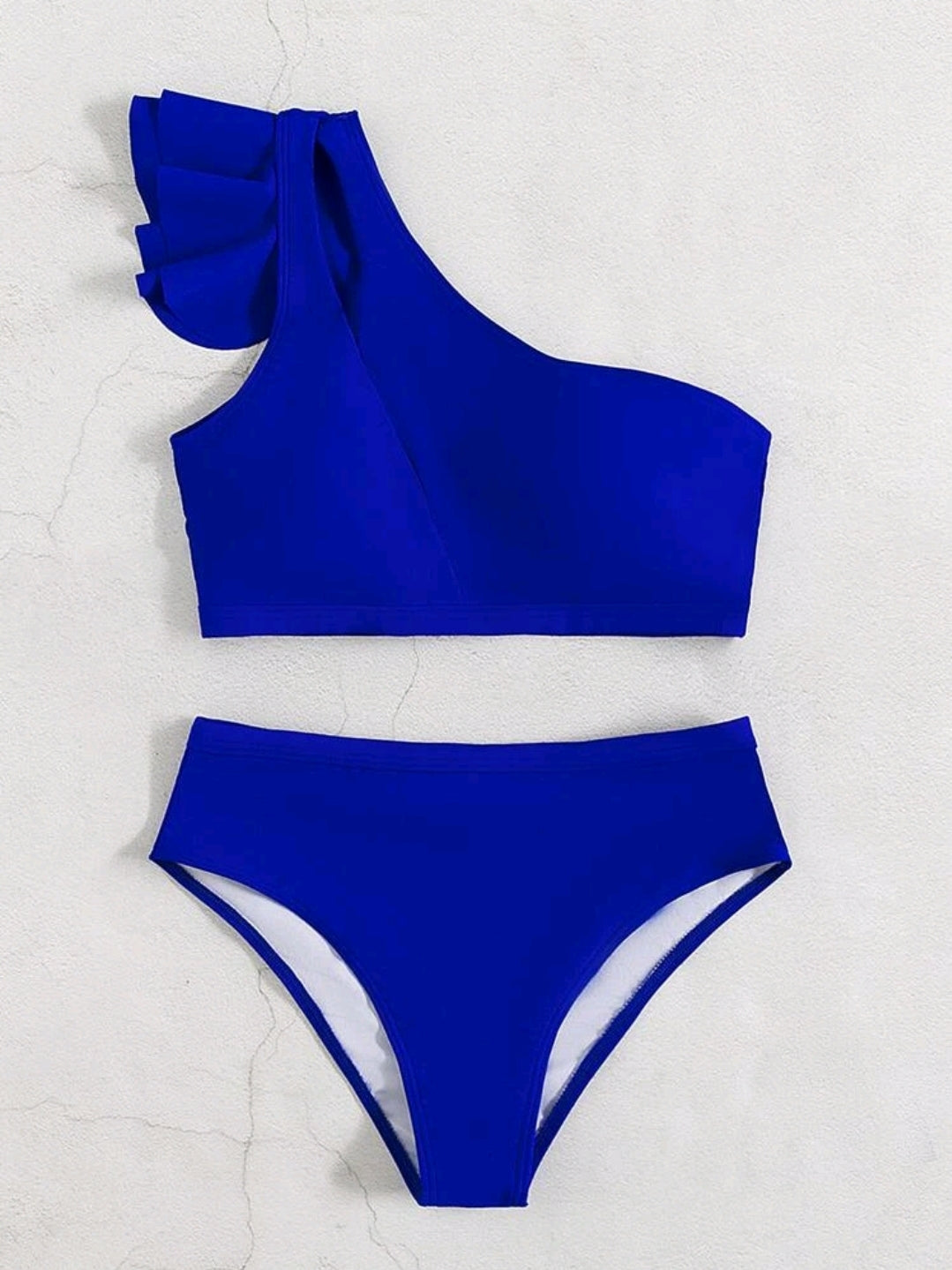 Bikini Talle Alto Top de Un Hombro Liso