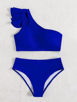 Bikini Talle Alto Top de Un Hombro Liso