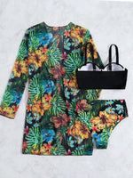 Phoebe | Set de Bikini Tropical Push Up +Salida de baño 3 pcs