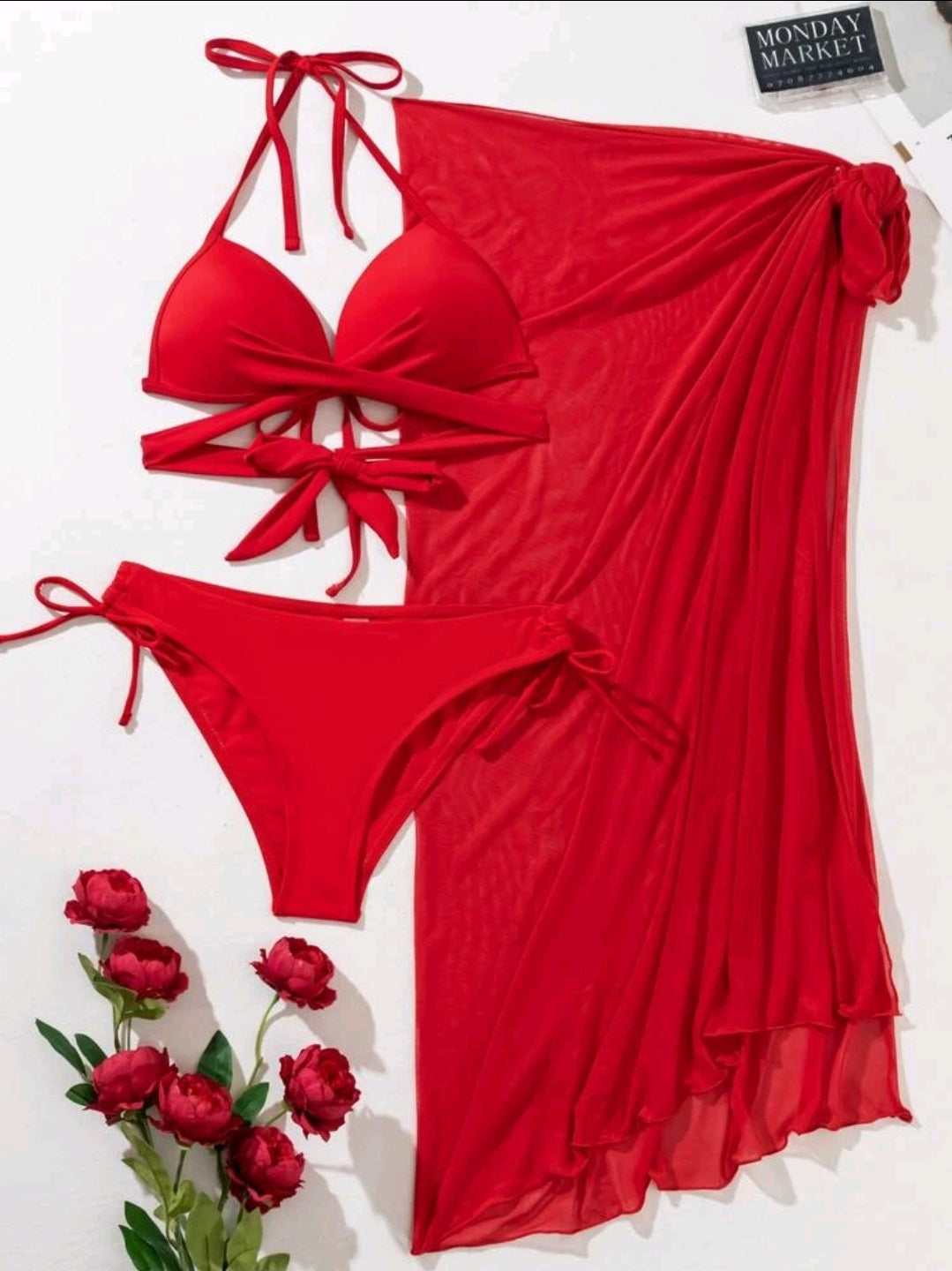 Set de Bikini 3 pcs con Pareo